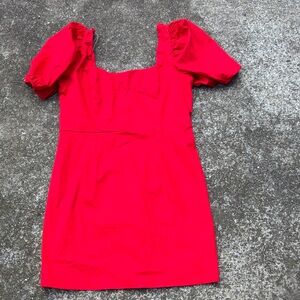 Lily Rose Red Square Neck Mini Dress with Puff Sleeves